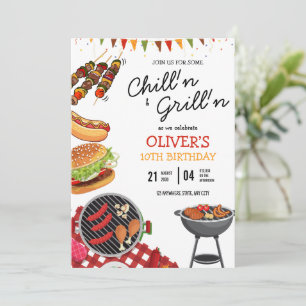 BBQ-verjaardagsuitnodiging, Grillen en chillen fee Kaart