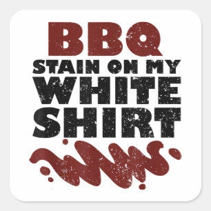 BBQ Vlek op mijn Wit Vierkante Sticker