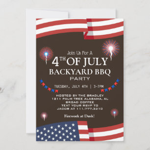 BBQ & Vuurwerk 4 juli Onafhankelijkheidsdag Feest Kaart