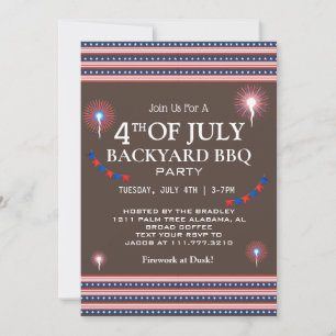 BBQ & Vuurwerk 4 juli Onafhankelijkheidsdag Feest Kaart