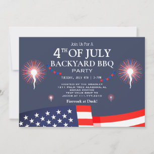 BBQ & Vuurwerk 4 juli Onafhankelijkheidsdag Feest Kaart