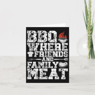 BBQ waar vrienden en familie vlees grillen grappig Kaart
