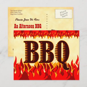 BBQ Western Flames Aangepaste Uitnodigingskaart Uitnodiging Briefkaart