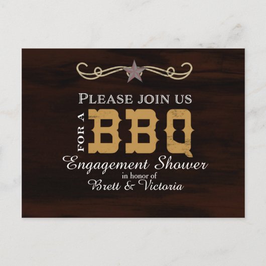 BBQ Western Pays Fiançailles Élégante carte postal (Devant)