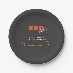 BBQ Zwart en rood Baby shower Party Papieren Bordje