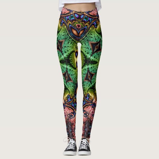BBQSHOES™ Oont715 Fractal Pattern Psychedelic Leggings (Voorkant)