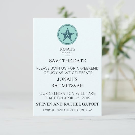 BBT MITZVAH BEWAREN DE DATUM KAART (Staand voorkant)