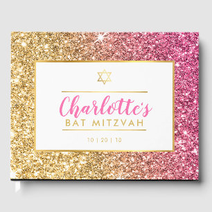 BBT MITZVAH-galm, koele luxe roze goudglitter Gastenboek