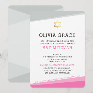 BBT MITZVAH INVITTEREN eenvoudige moderne hoeken r Kaart