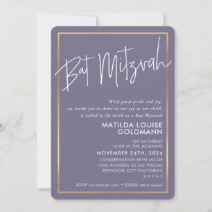 BBT MITZVAH minimaal modern paars lijst Kaart