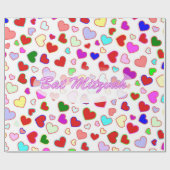 BBT Mitzvah Roze multihartenpakpapier Cadeaupapier (Vlak)