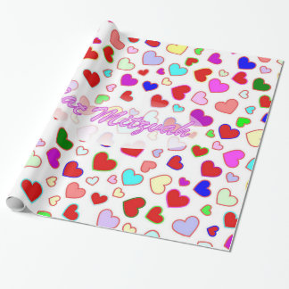 BBT Mitzvah Roze multihartenpakpapier Cadeaupapier