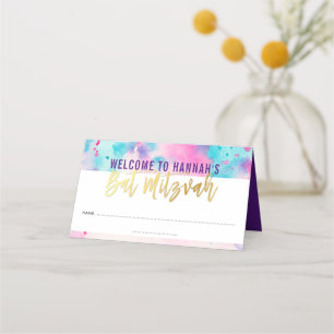 BBT MITZVAH schattige, roze paarse goudwaterverf