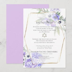 BBT MITZVAH Violet Anemone Floral Verse 1 Kaart
