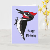 BC- Drôle Cartoon Woodpecker Carte d'anniversaire (Fleur jaune)