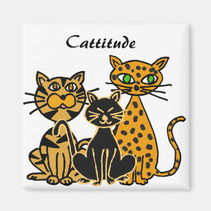 BC- Funny Cats Cattitude Magnet Magneet