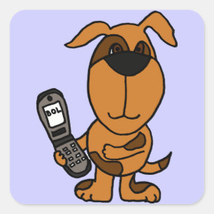 BC- Funny Puppy Dog Sms-Sticker Vierkante Sticker