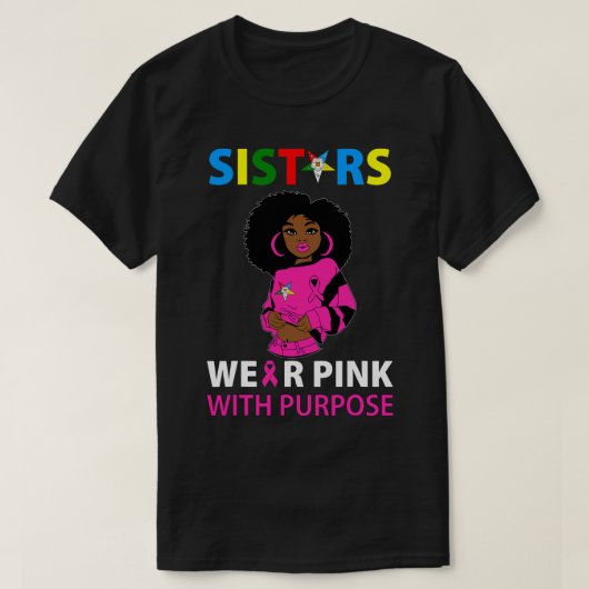 BC OES Zusters Draag Roze Oostelijke Ster Borstkan T-shirt (Design voorkant)