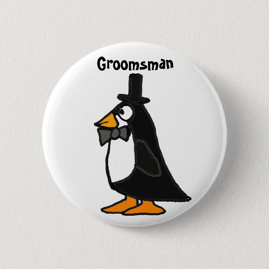 BC- Penguin Groomsman Button (Voorkant)