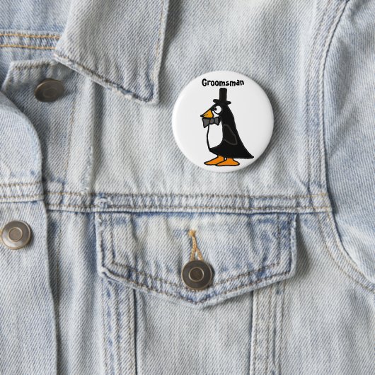 BC- Penguin Groomsman Button (In situ)