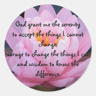 BC - Serenity Prayer Pink Water Lily Stickers