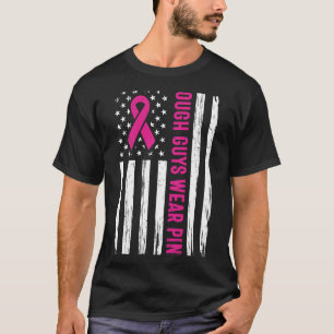 BC stoere jongens Draag roze lint vlag borstkanker T-shirt