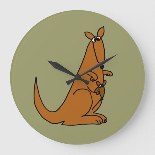 BD- Fun Kangaroo en Baby Wall Clock Grote Klok (Voorkant)