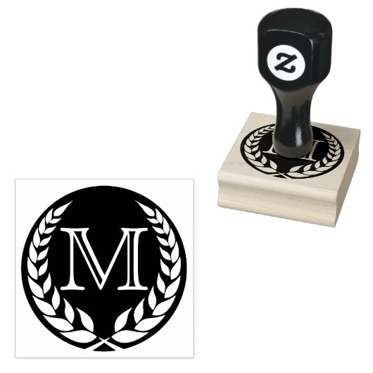 BD gekranst monogram Rubberstempel (Gestempeld)