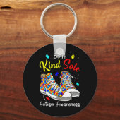 Be A Kind Sole Autism Awareness Rainbow Trendy Puz Sleutelhanger (Voorkant)