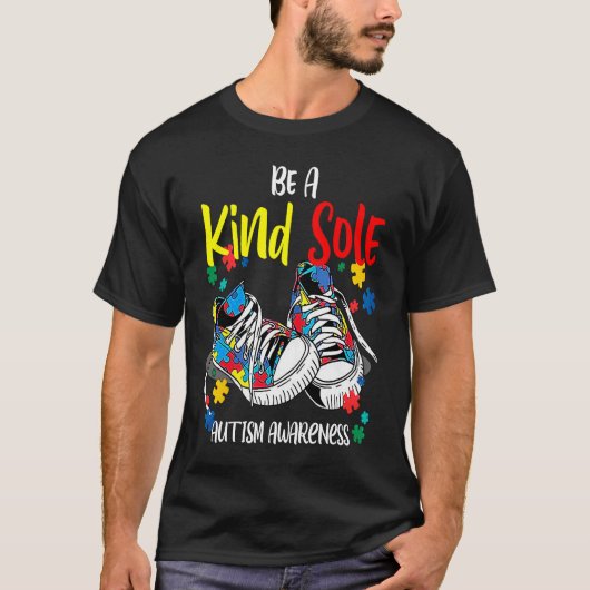 Be A Kind Sole Autism Awareness Rainbow Trendy Puz T-shirt (Voorkant)