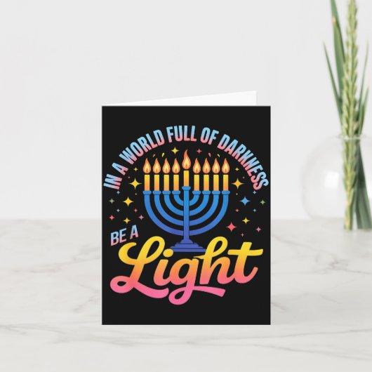 Be A Light Happy Hanukkah Menorah Jewish Gift  Kaart (Voorkant)