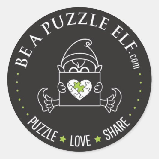Be A Puzzle Elf – PUZZLE. LOVE. SHARE Sticker (Devant)