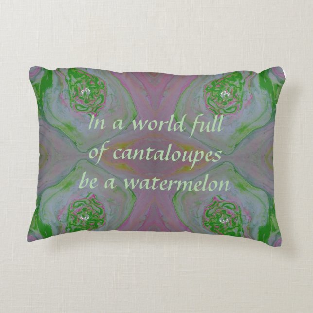 "Be a Watermelon" Acryl Pour Geïnspireerd Accent Kussen (Achterkant)