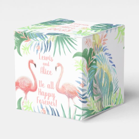 Be all Happy Forever! Fairy Tale Two Pink Flamingo Bedankdoosjes (Voorkant Zijde)