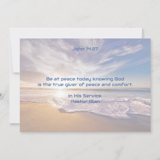 Be At Peace Christian Scripture Beach Carte de scè (Dos)
