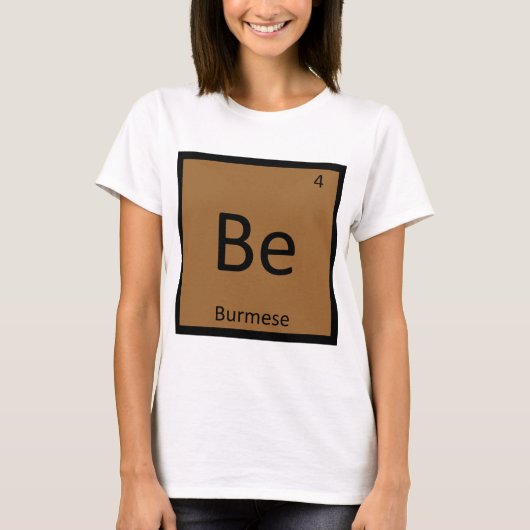 Be - Birmese Kat Python Chemie Elementsymbool T-shirt (Voorkant)