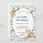 Be-editable bloemen en blauwe vlinders kaart (Voorkant / Achterkant)