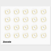 Be-editable Gouden Bloem Bruiloft Sticker (Vel)