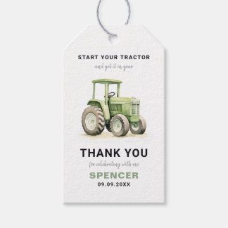 Be-editable Watercolor Groene Tractor Verjaardag Cadeaulabel