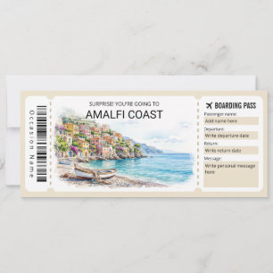 Be-editbaar Amalfi Coast Trip Instapkaart Ticket Kaart