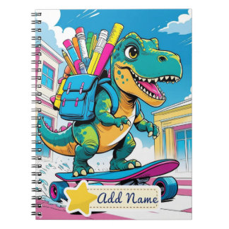 Be-editbaar Dinosaurus School Schrijfblok – Skateb Notitieboek