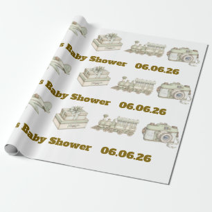 Be-editbaar neutrale babyshower inpakpapier