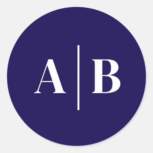 Be-editbare Achtergrondkleur Trouwmonogram Ronde Sticker (Voorkant)