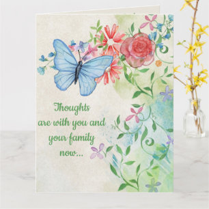 Be-editbare Blauwe Vlinder en Bloemen Kaart