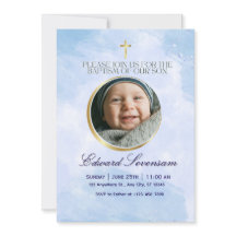 Be-editbare Blauwe Wolk Baby Jongens Doop