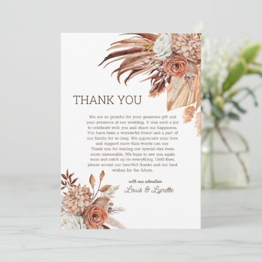 Be-editbare Boheemse Trouwfoto Bedankkaart (Staand voorkant)