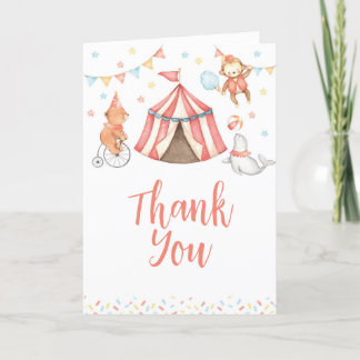 Be-editbare Circus Dier Baby Bedanktkaart Bedankkaart