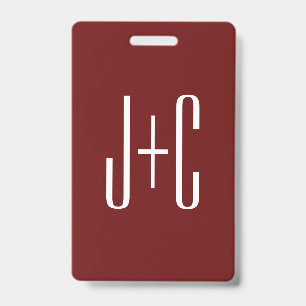 Be-editbare donkerrode achtergrond en witte tekst badge