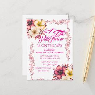 Be-editbare Een Kleine Wilde Bloem Baby Shower Uit Aankondigingskaart