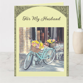 Be-editbare Fiets en Bloemen Kaart